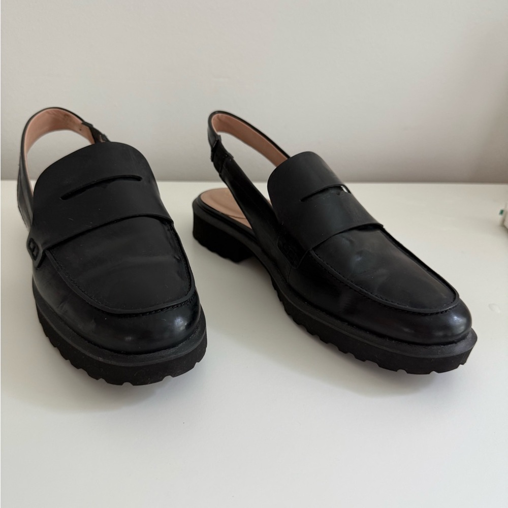 Cole Haan Black Geneva Lug Slingback Flats